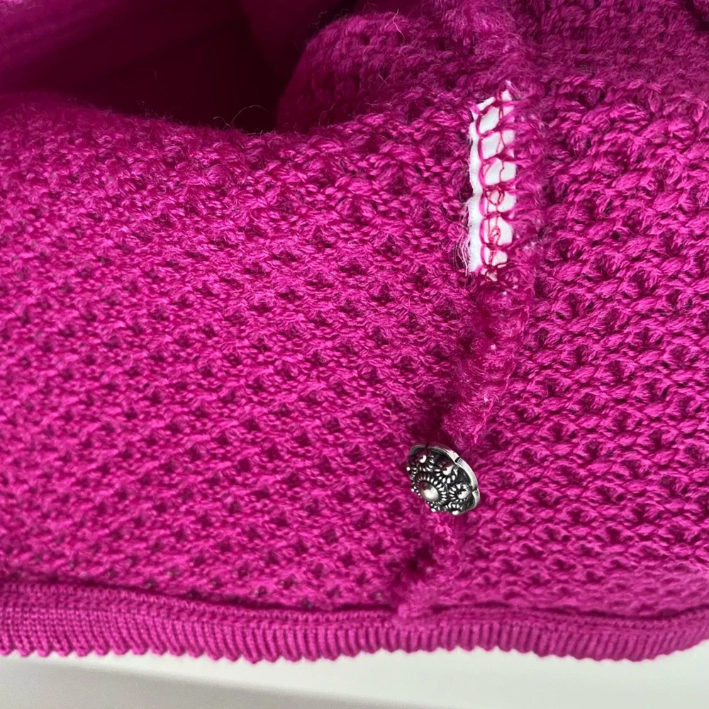 SOLD Vintage Geiger Wool Knit Cardigan Puffy Shoulder Alpine Folk Jacket M - Picture 12 of 13